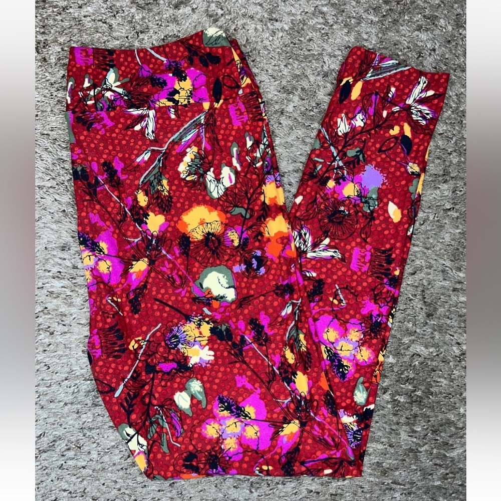 Women’s Leggings Size TC LuLa Roe Multicolor Stretch Floral